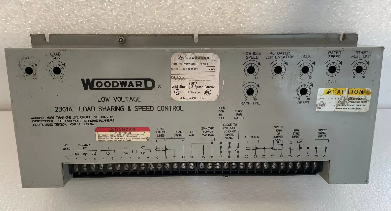 Woodward 2301a / 2301A Low Voltage Load Sharing AND Speed Control 9907-018 REV.E